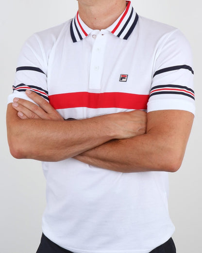 Fila Vintage Bailer Poloshirt Weiß/Marineblau/Rot