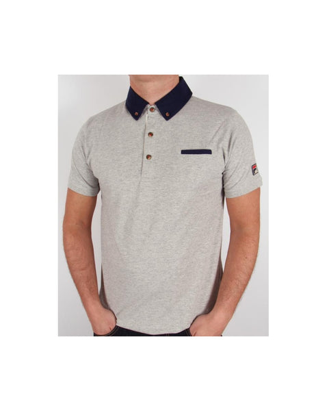 Fila Vintage Barazze Polo Shirt Grey Marl