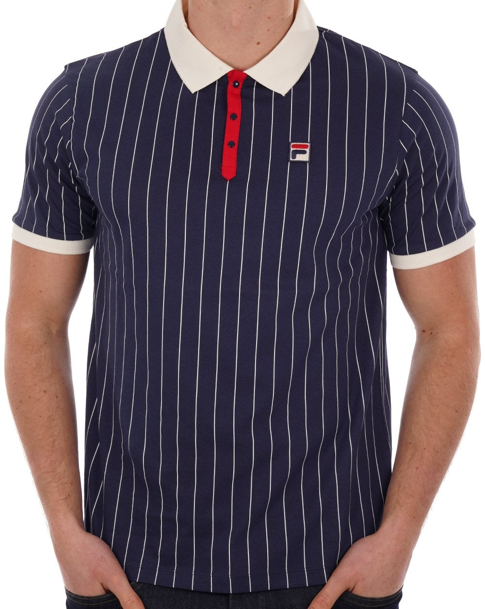 Fila Vintage BB1 Polo Shirt Navy/Gardenia/Red