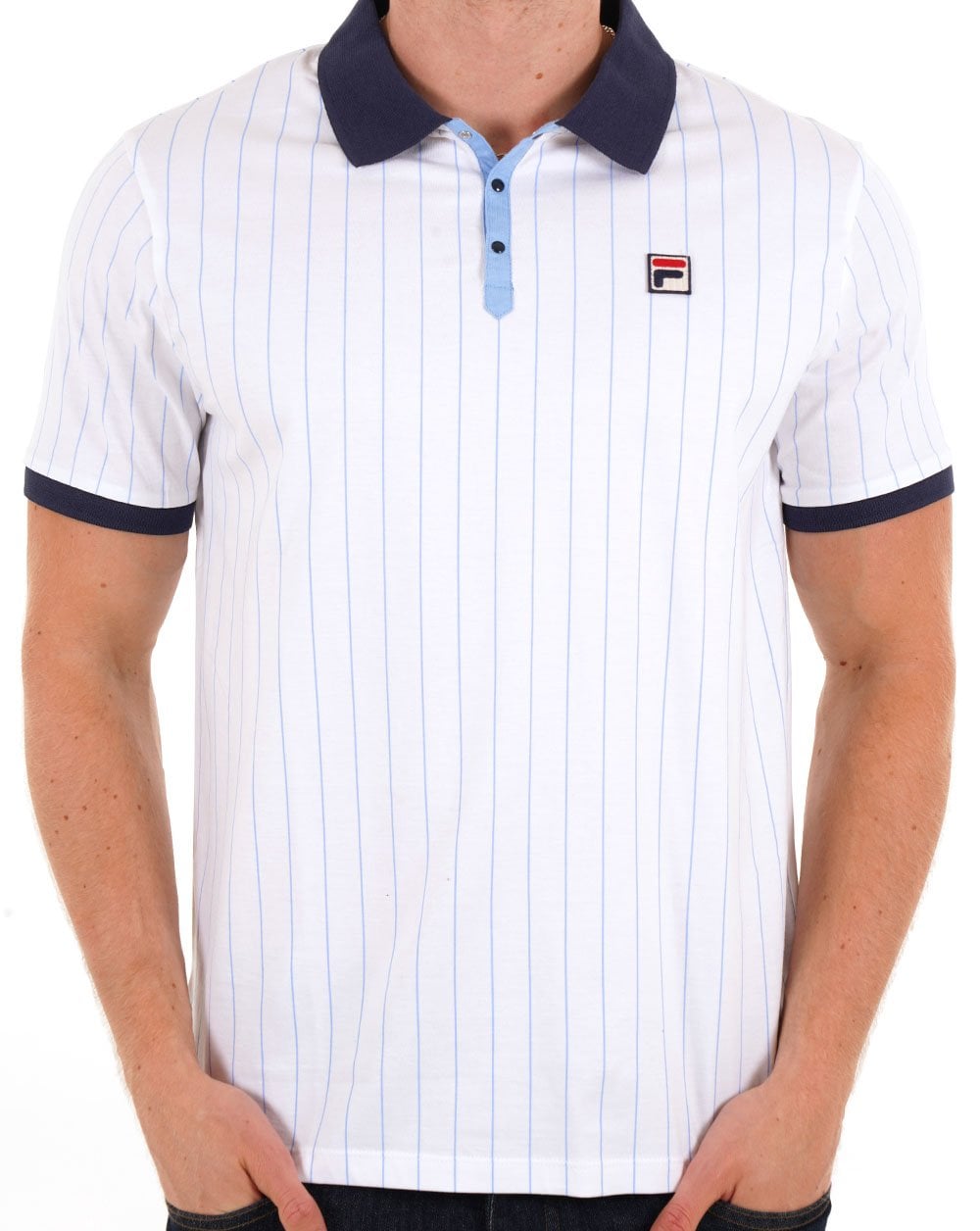 Fila Vintage BB1 ​​Poloshirt Weiß / Marineblau / Blau