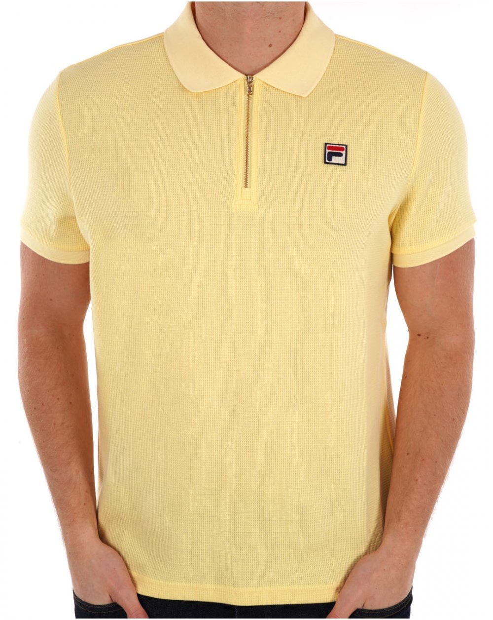 Fila Vintage Benjamin Waffle Zip Polo Hellgelb