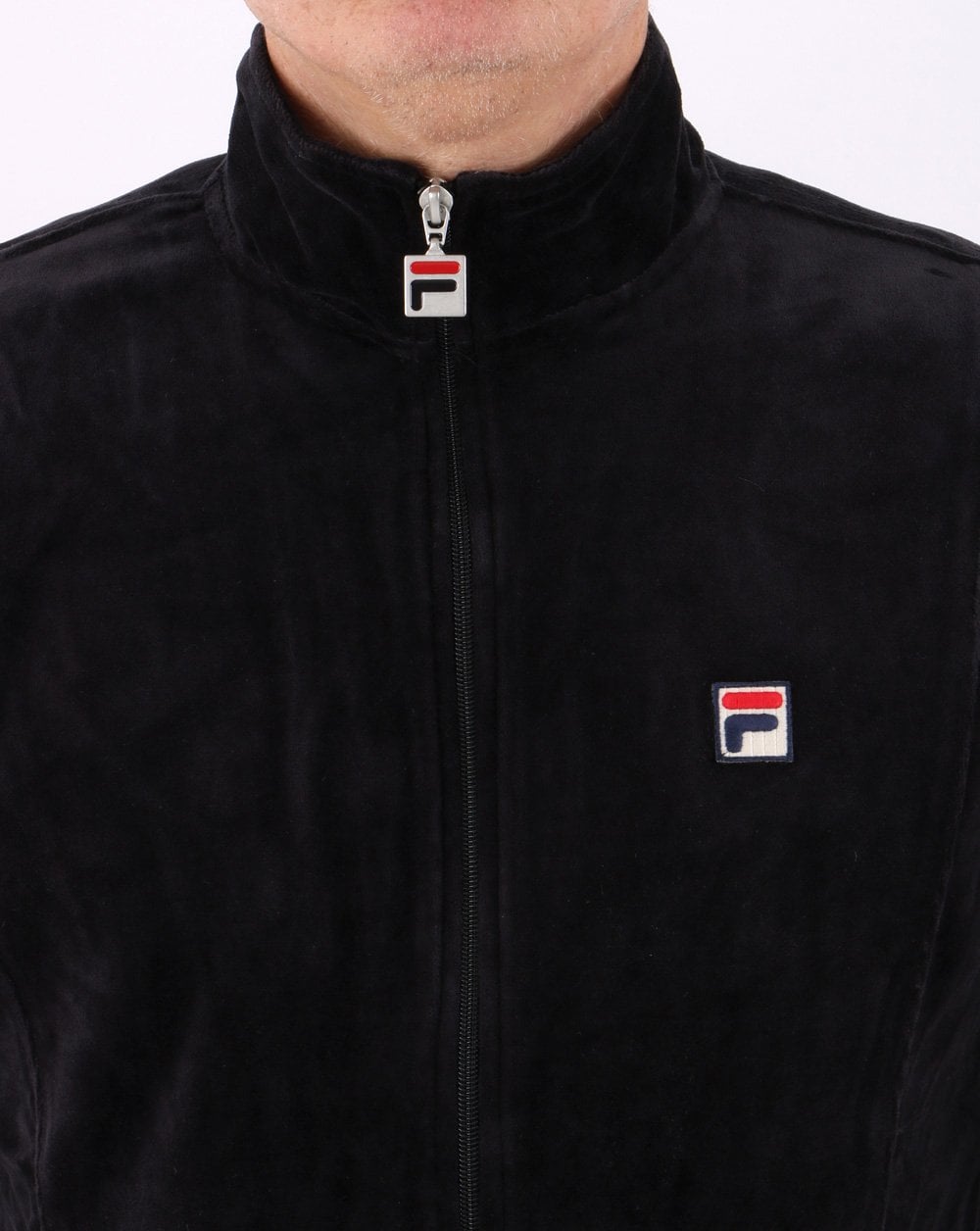 Fila Vintage Trainingsoberteil aus schwarzem Velours