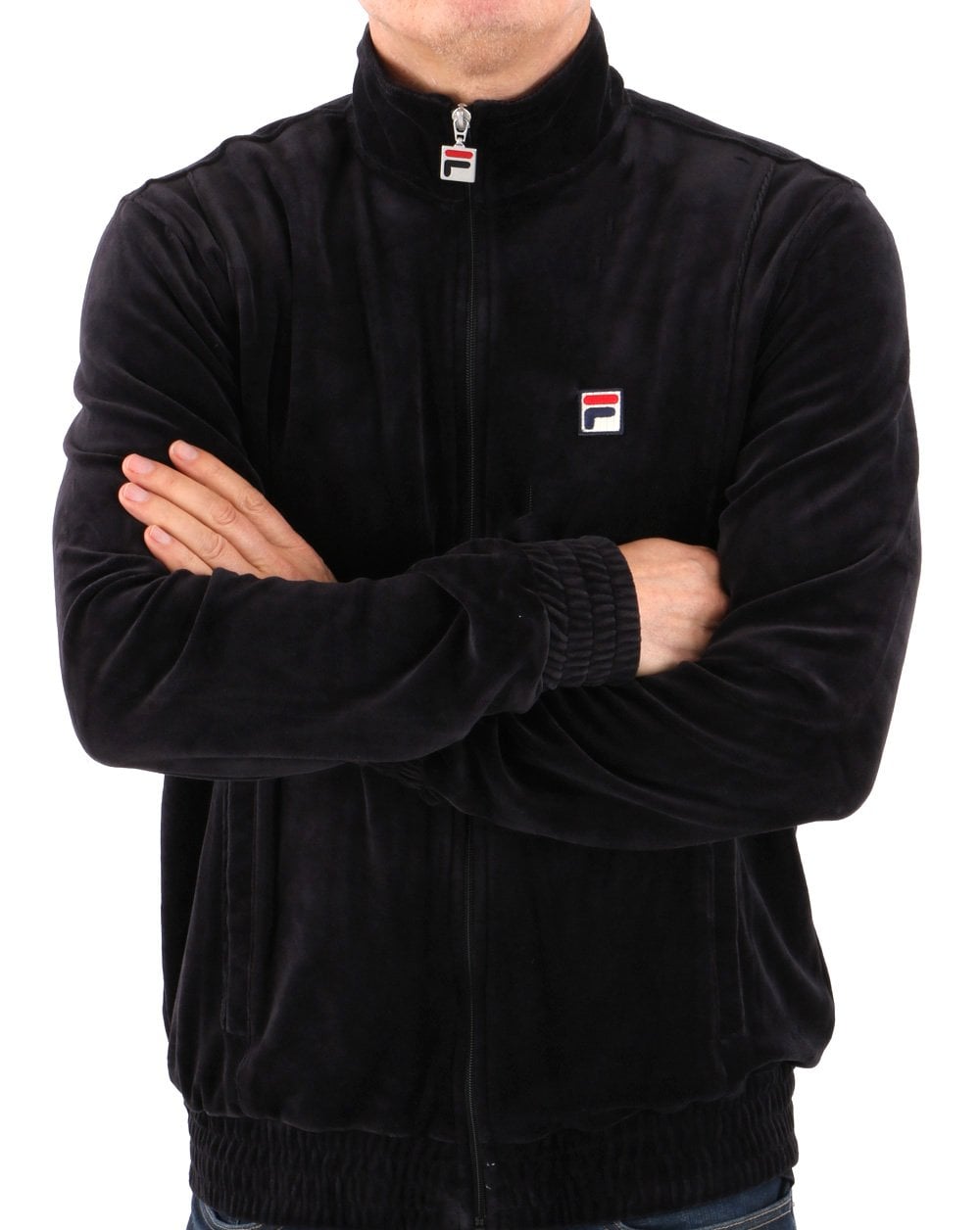 Fila Vintage Trainingsoberteil aus schwarzem Velours