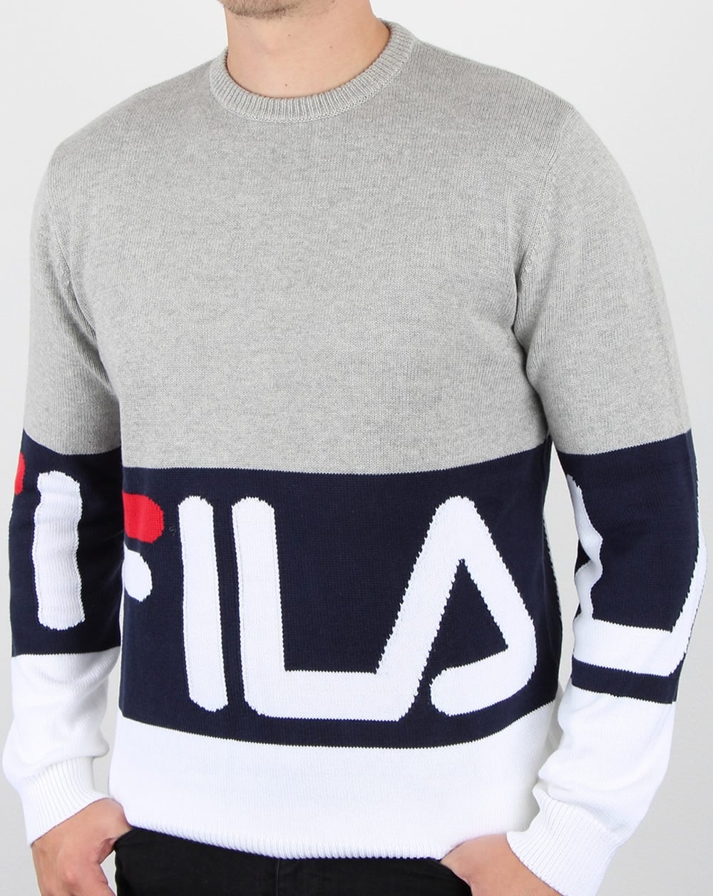 Fila Vintage Blake Crew Neck Jumper Grey Marl