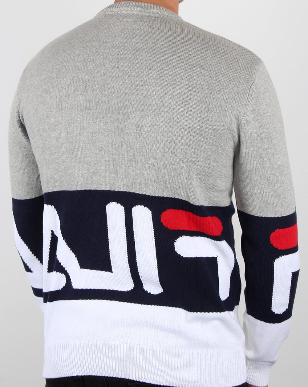 Fila Vintage Blake Crew Neck Jumper Grey Marl