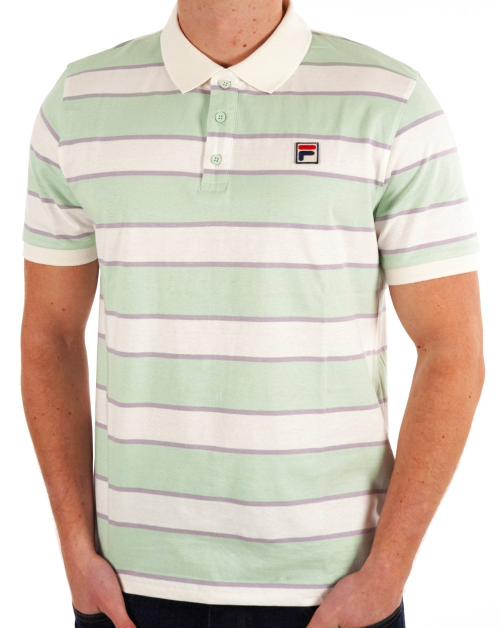 Fila Vintage Block Striped Polo Hellgrün