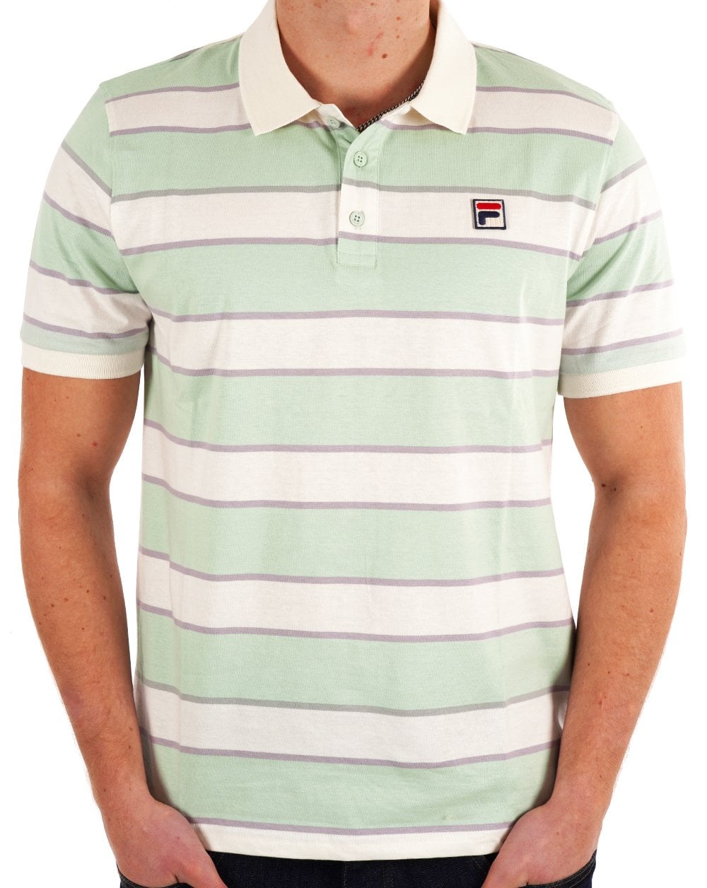 Fila Vintage Block Striped Polo Light Green