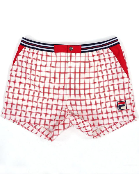 Fila Vintage Brookes Windowpane Shorts Gardenia/Red