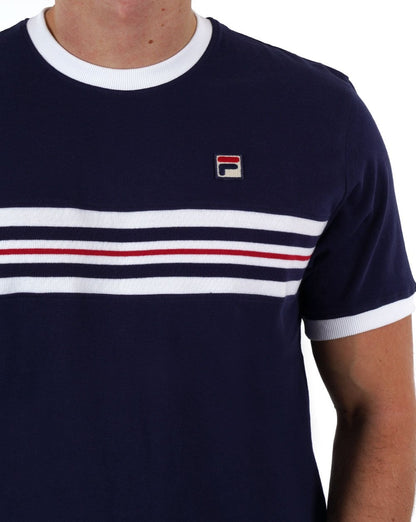 Fila Vintage Chest Striped T-Shirt Marineblau
