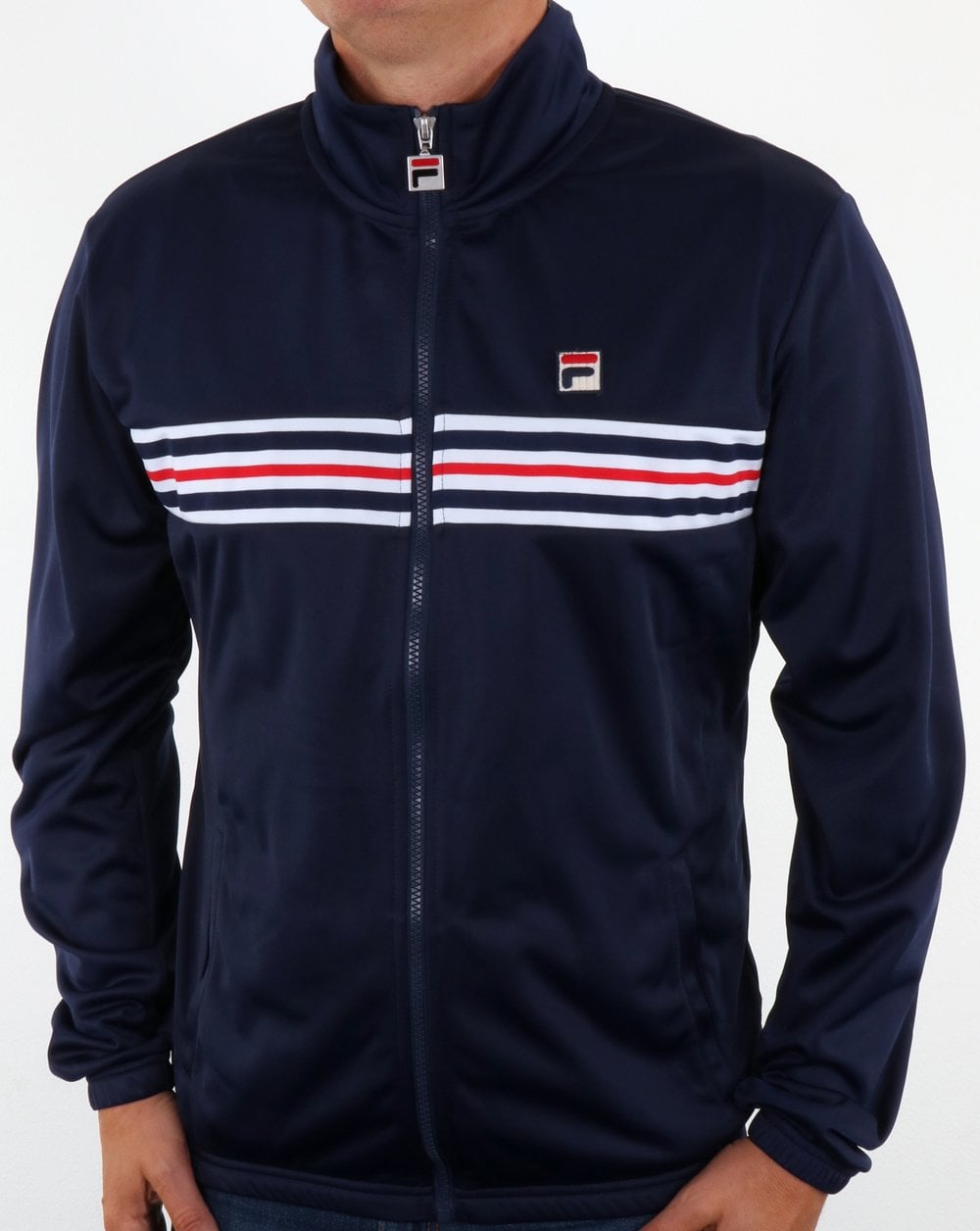 Fila – Trainingsjacke mit Vintage-Streifen auf der Brust, Marineblau