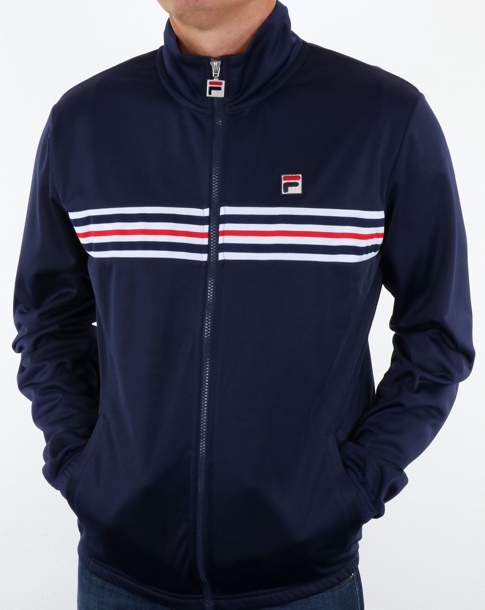 Fila Vintage Chest Striped Track Jacket Navy