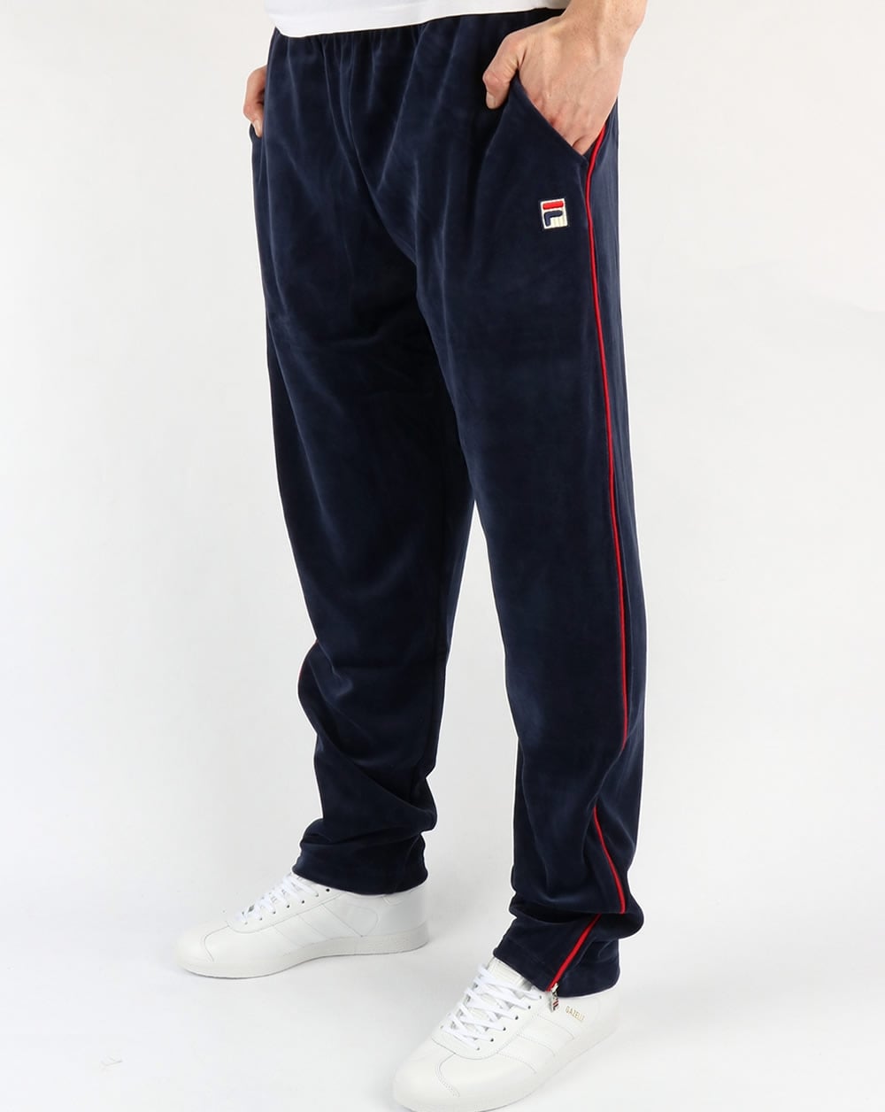 Fila Vintage Chevron Velour Track Pants Navy