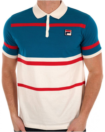 Fila Vintage Clarkson Poloshirt Gardenia / Deep Lagoon / Rot