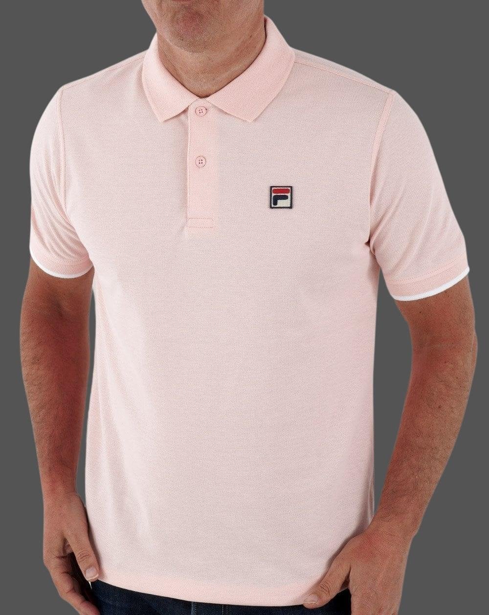 Fila Vintage Classic Polo Shirt Pink/White