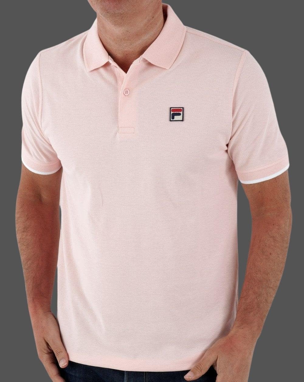 Fila Vintage Classic Polo Shirt Pink/White