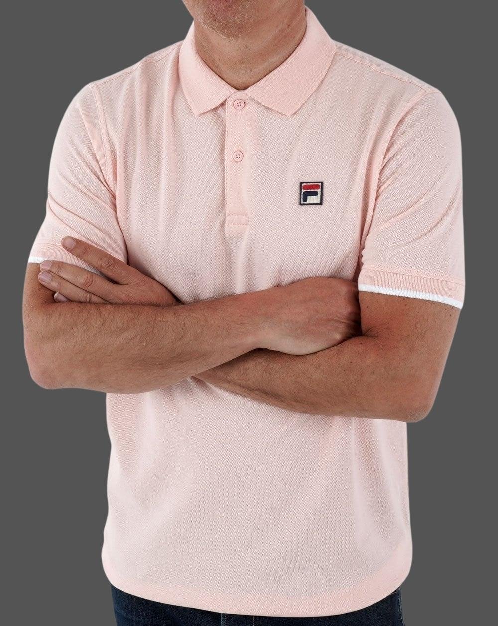 Fila Vintage Classic Polo Shirt Pink/White