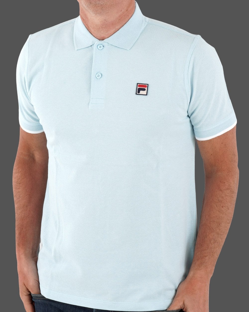 Fila Vintage Classic Polo Shirt Sky Blue/White
