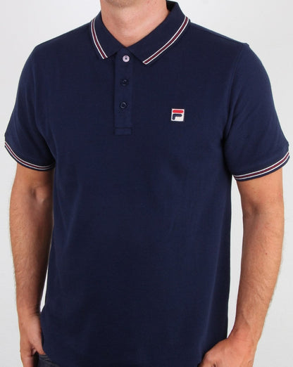 Fila Vintage – Klassisches Poloshirt mit Tipped-Muster, Marineblau