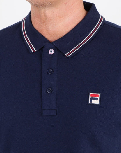 Fila Vintage – Klassisches Poloshirt mit Tipped-Muster, Marineblau