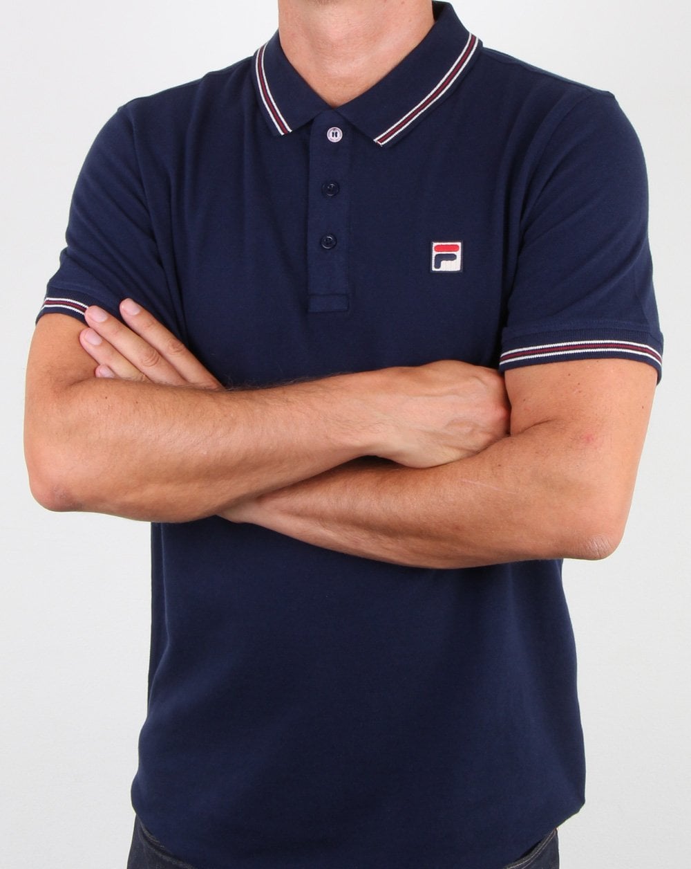 Fila Vintage – Klassisches Poloshirt mit Tipped-Muster, Marineblau