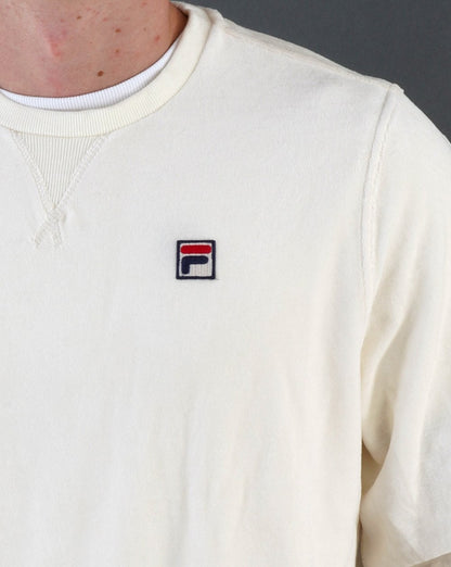 Fila Vintage – Edler Velours-Sweatshirt in gebrochenem Weiß
