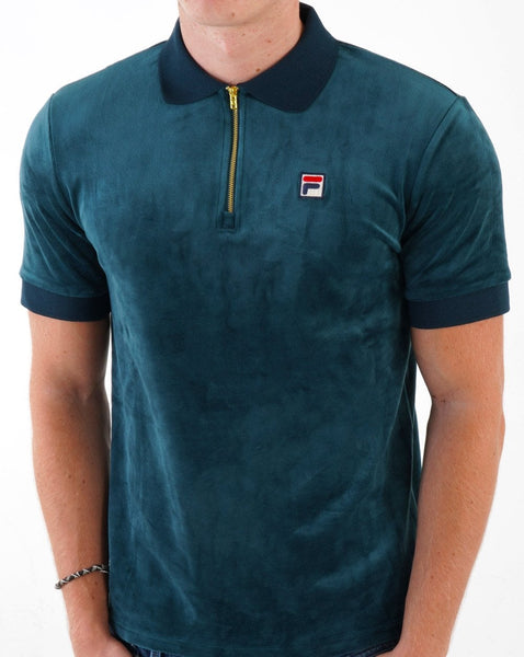 Fila Vintage Devon Velour Polo Dark Teal