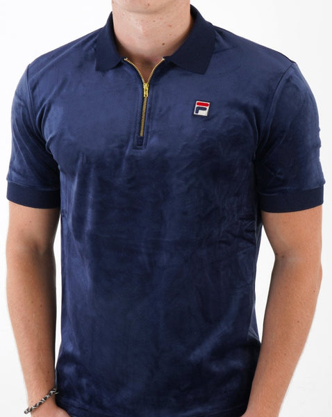 Fila Vintage Devon Velour Polo Navy