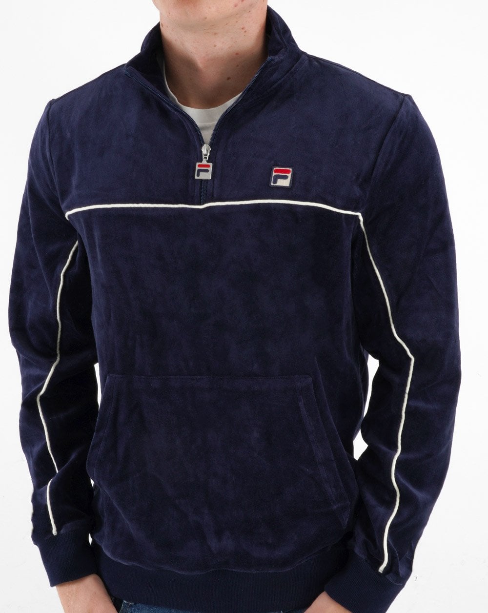 Fila Vintage Duke 1/4 Zip Velour Top Navy