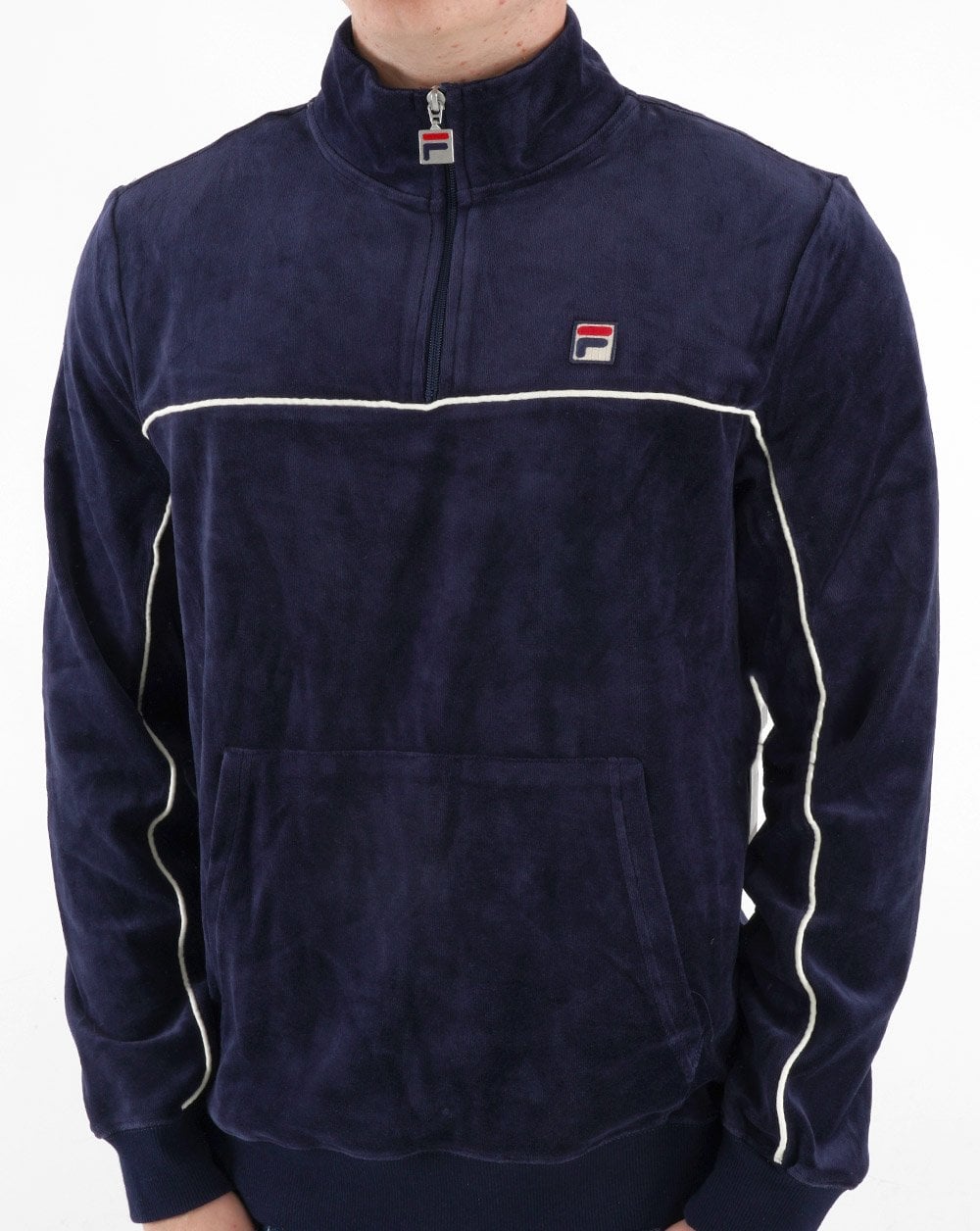 Fila Vintage Duke – Veloursoberteil mit 1/4-Reißverschluss, Marineblau