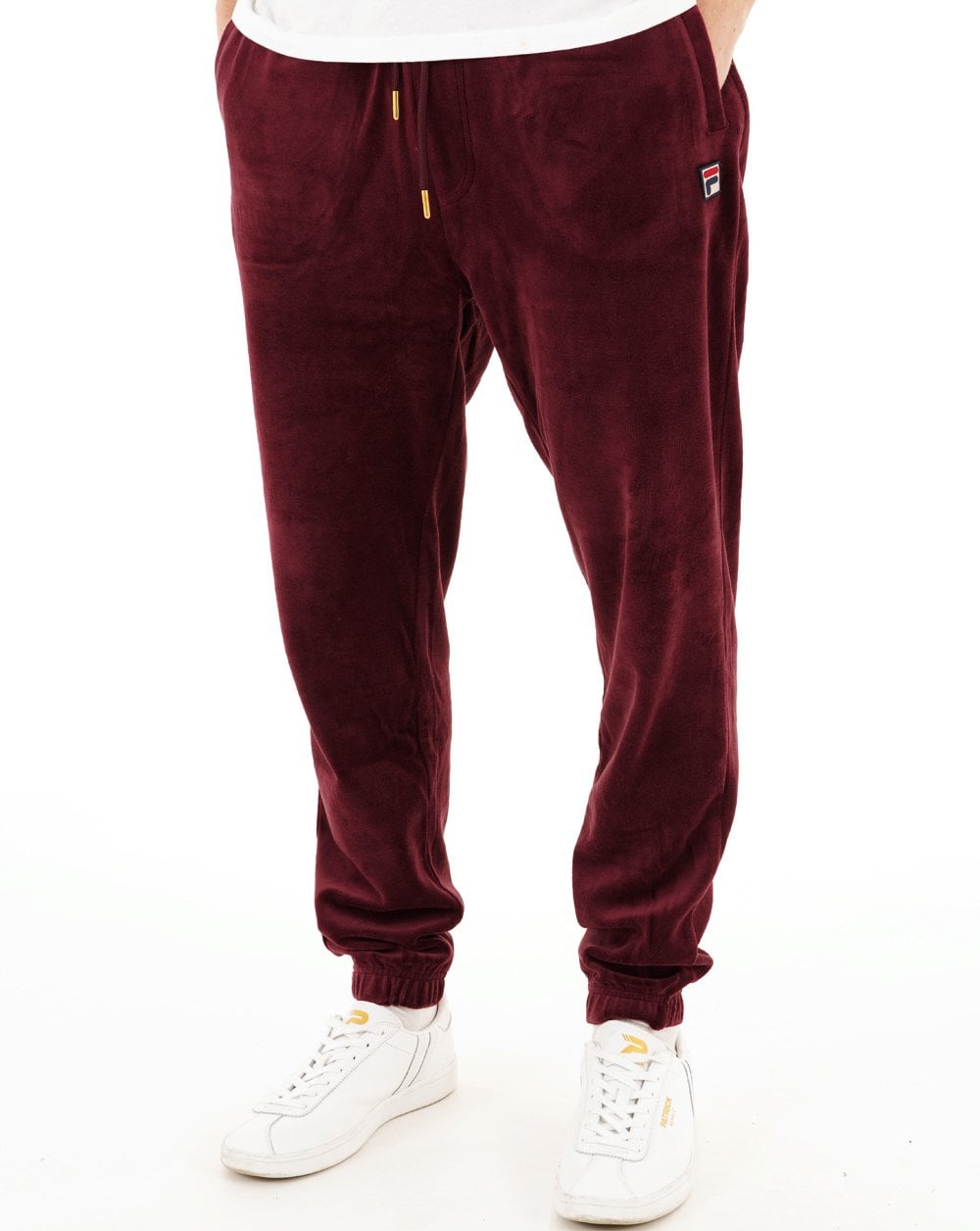 Fila Vintage Eddie Velours-Trainingshose, bordeauxrot