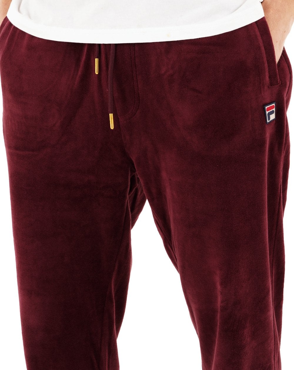 Fila Vintage Eddie Velours-Trainingshose, bordeauxrot