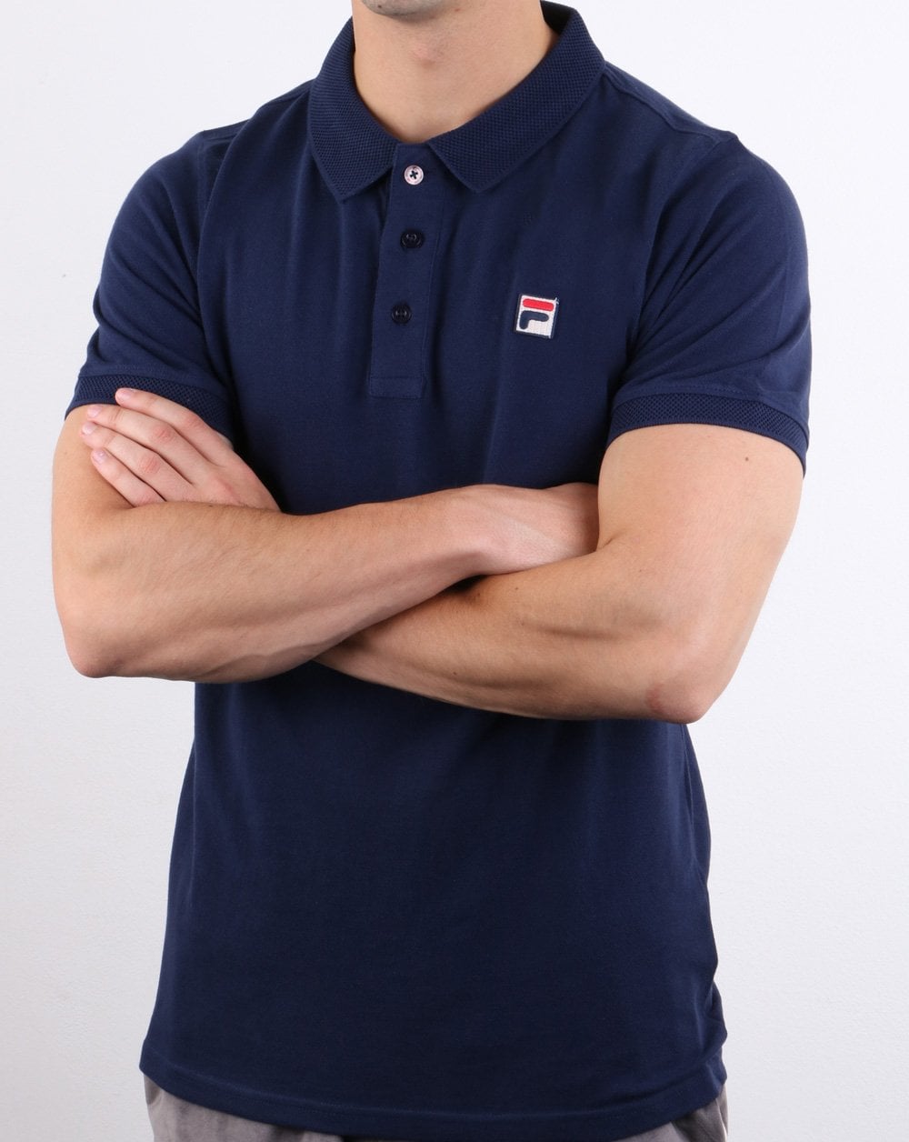Fila Vintage F Logo Polo Shirt Navy