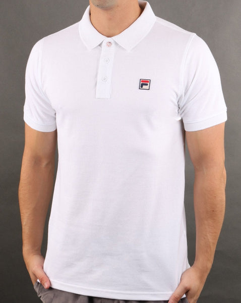 Fila Vintage F Logo Polo Shirt White