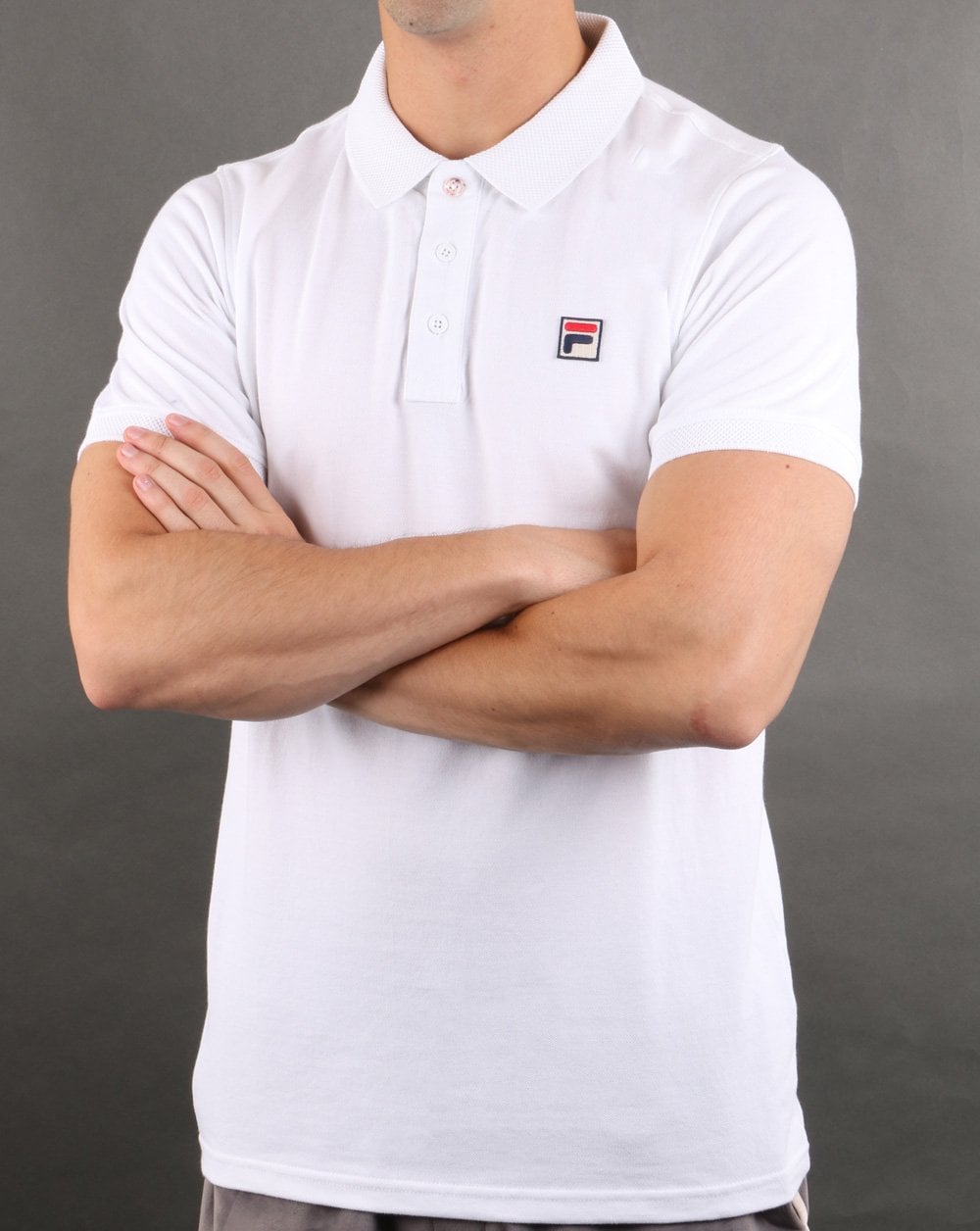 Fila Vintage F Logo Polo Shirt White
