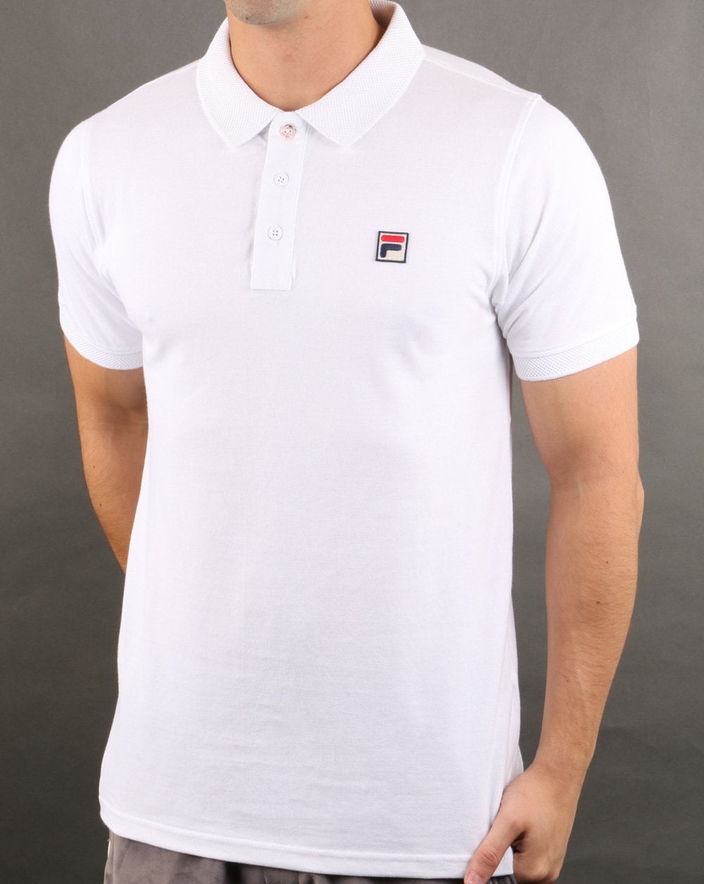 Fila Vintage F Logo Polo Shirt White