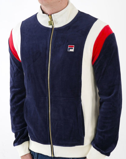 Fila Vintage Floyd Velours Trainingsjacke Marineblau/Off-White/Rot