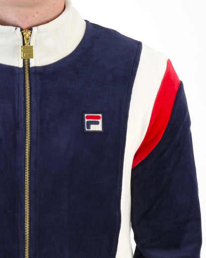 Fila Vintage Floyd Velours Trainingsjacke Marineblau/Off-White/Rot