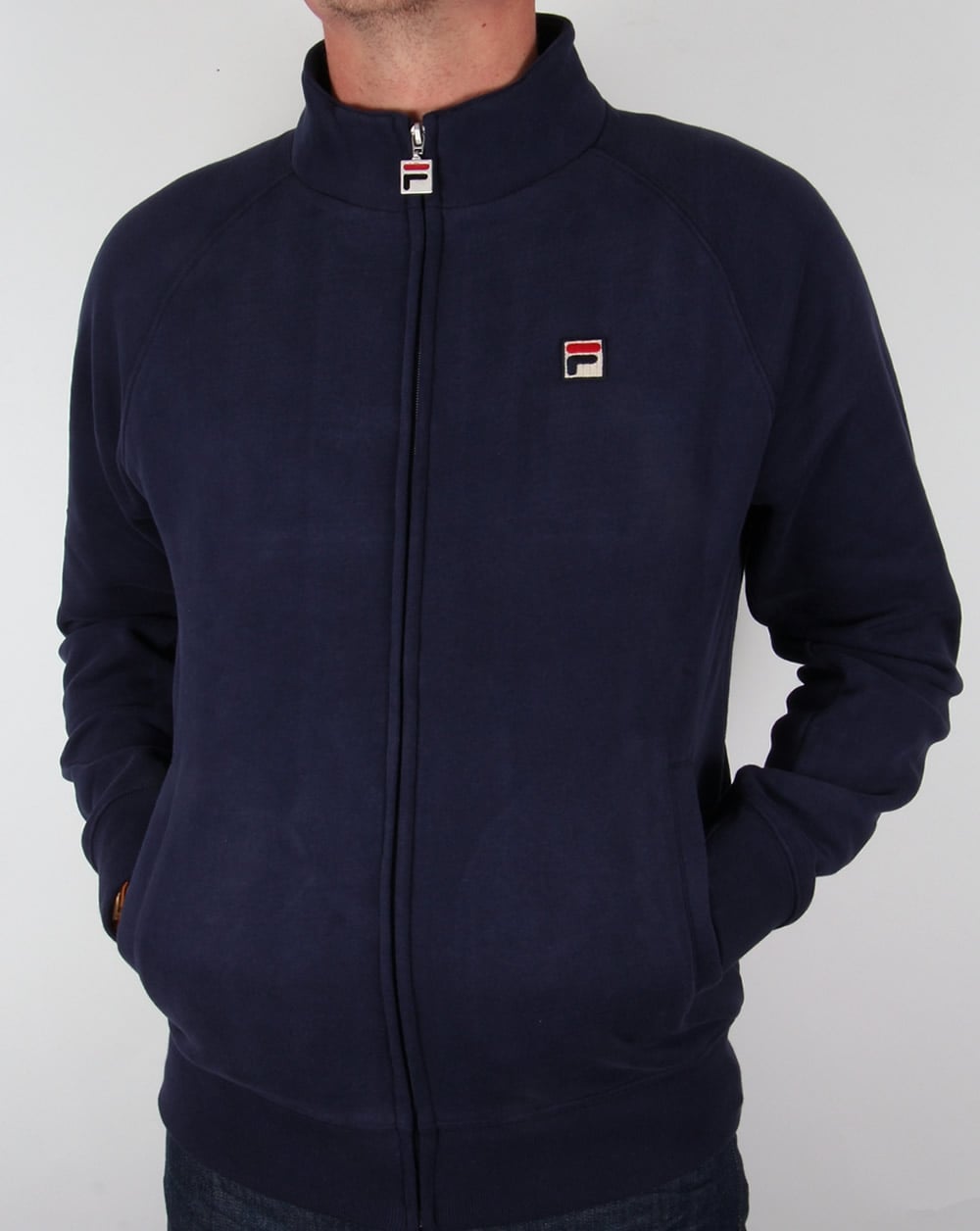 Fila – Vintage Funnel Sweat – Trainingsjacke in Marineblau