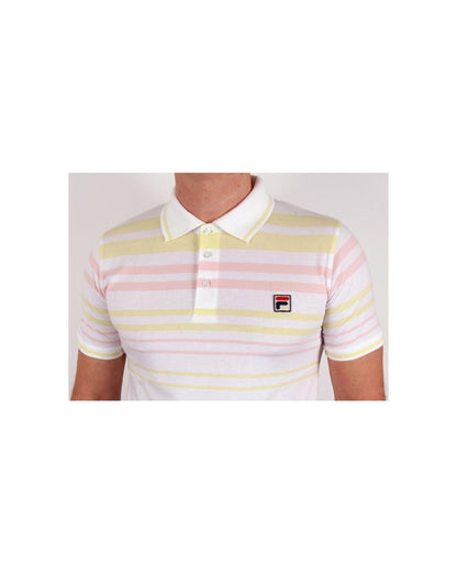 Fila Vintage Geeza Point Poloshirt Weiß/Rosa/Gelb 
