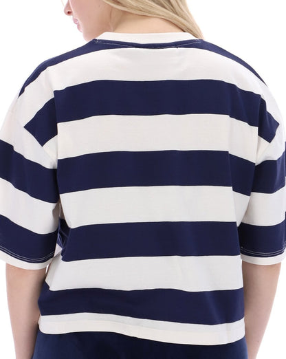 Fila Vintage Genoa Boxy Crop Tee Navy/Gardenia