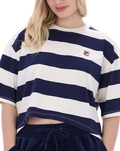 Fila Vintage Genoa Boxy Crop Tee Navy/Gardenia