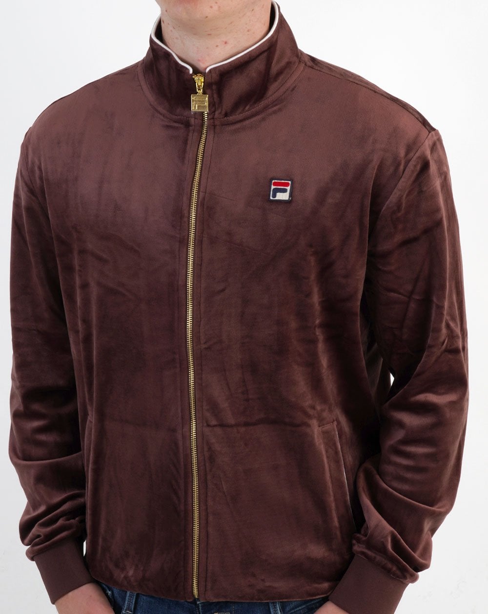 Fila Vintage Irving Velours-Trainingsjacke Braun