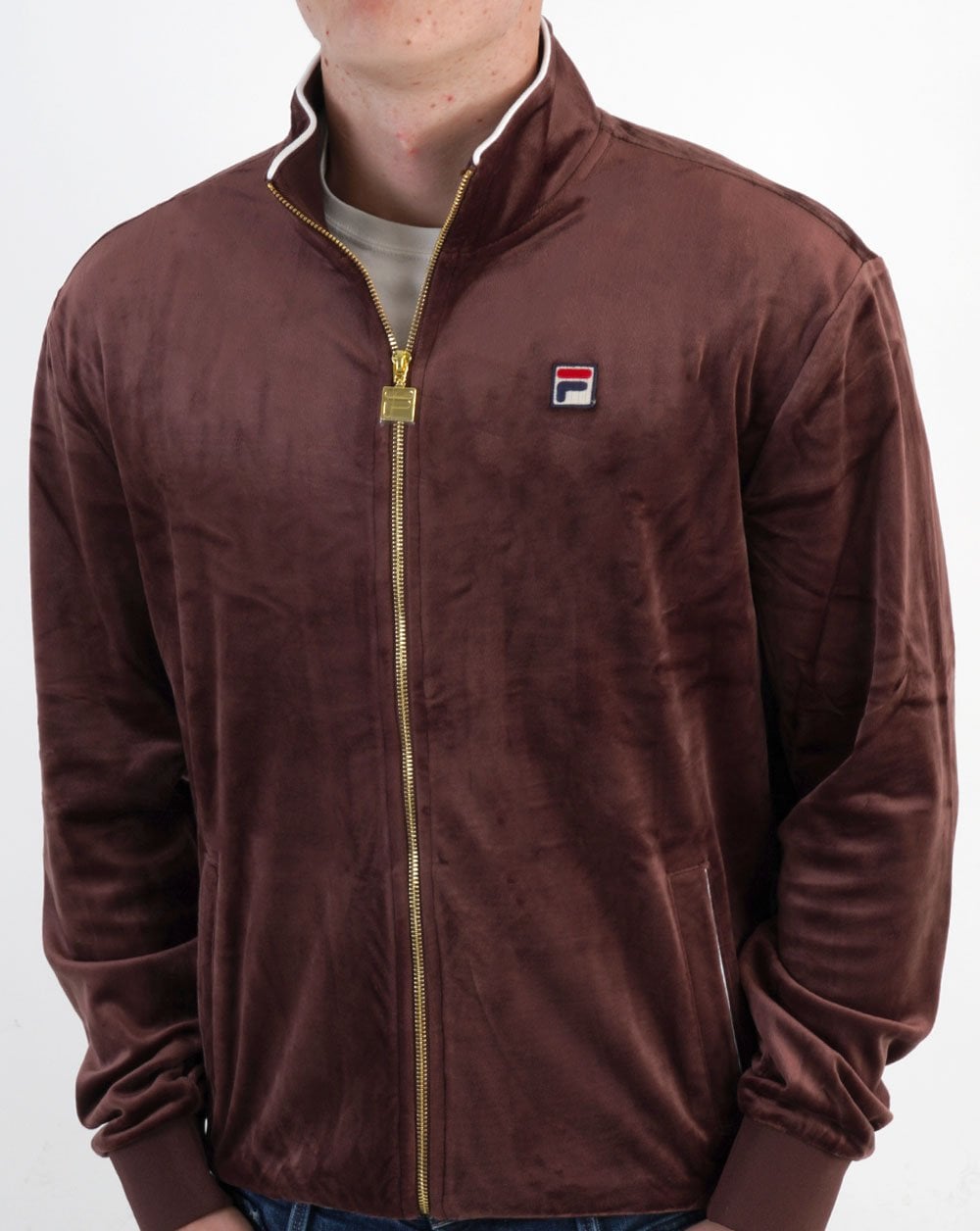 Fila Vintage Irving Velours-Trainingsjacke Braun