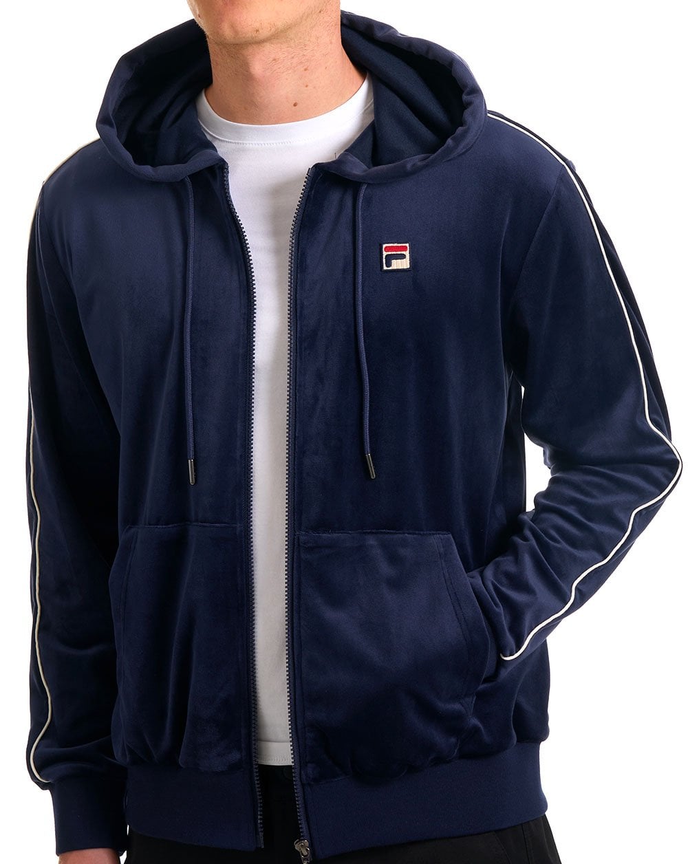Fila Vintage Italo Velours-Hoodie Marineblau