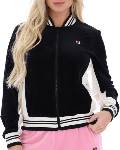 Fila Vintage Jenesis Velours-Trainingsjacke in Schwarz