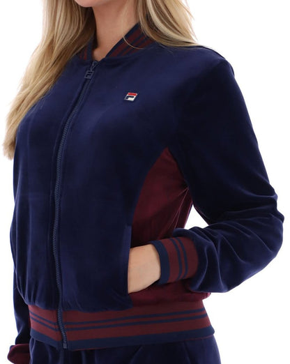 Fila Vintage Jenesis Velours-Trainingsjacke Marineblau/Figur