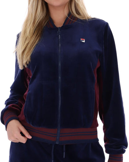 Fila Vintage Jenesis Velours-Trainingsjacke Marineblau/Figur
