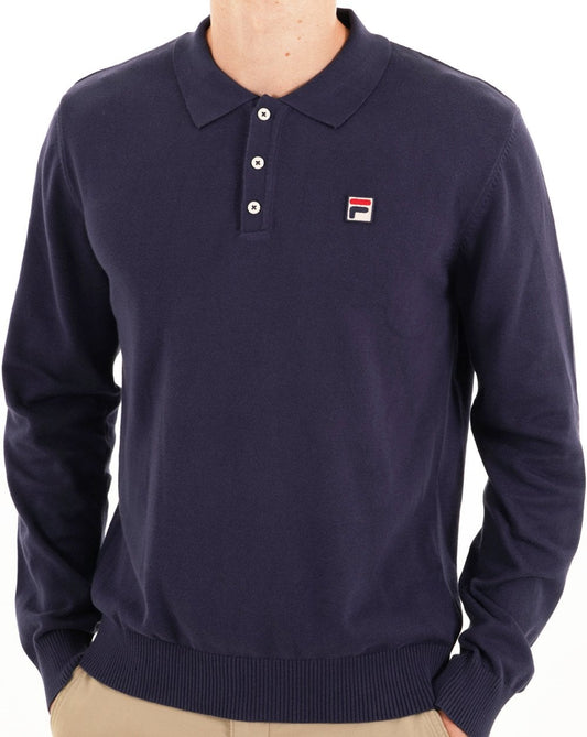 Fila Vintage Fila Vintage Strickpolo Langarm Marineblau
