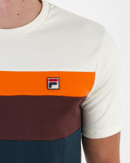 Fila Vintage Leary T-Shirt Dunkelblaugrün/Braun/Off-White
