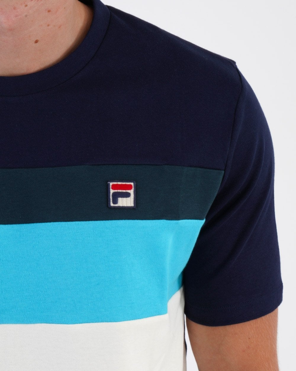 Fila Vintage Leary T-Shirt Off White/Blau/Dunkelblaugrün